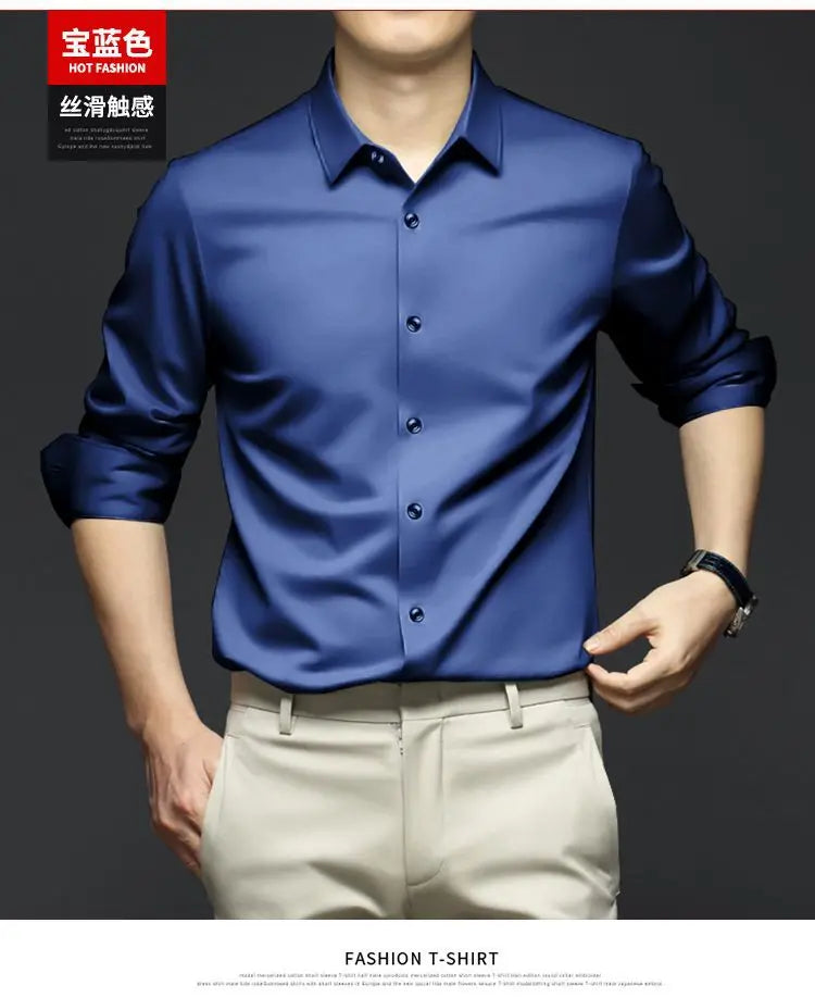 Men's White Shirt Long Sleeve Non iron Business Dress Slim Fit Korean Version Professional Work White Casual Men's Suit Shirt