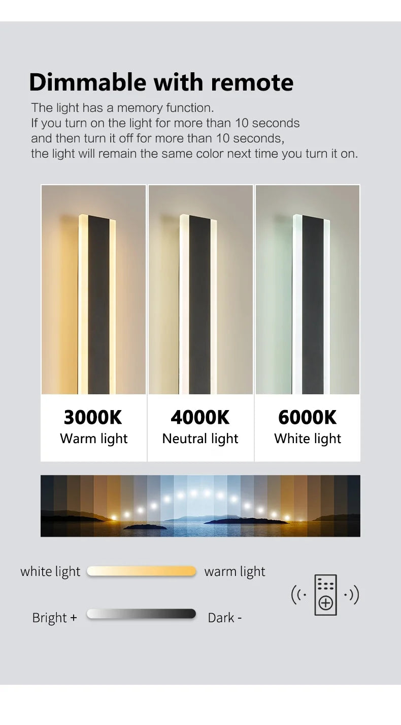 Wall Lamps Line Minimalist  Light Long Strip  Outdoor Waterproof Garden Decoration Villa Background Wall Garden Lights