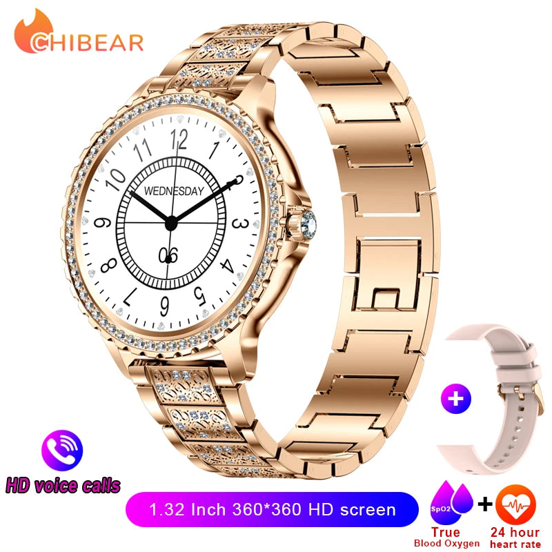 2025 New Fashion Women Smart Watch AMOLED HD Screen Sports Watch Health Heart Rate Voice Call Smart Watch For Android IOS