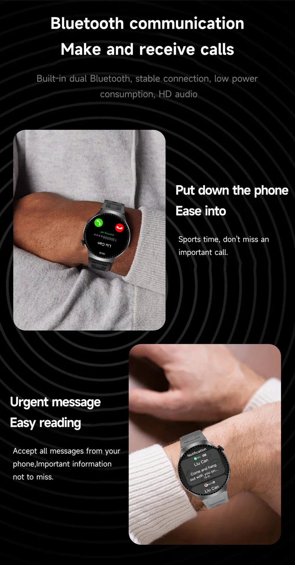 LAXASFIT 2026 New Smart Watch for Men Full Touchscreen Bluetooth Call Sports Fitness Smart Wristwatch Holiday Gift