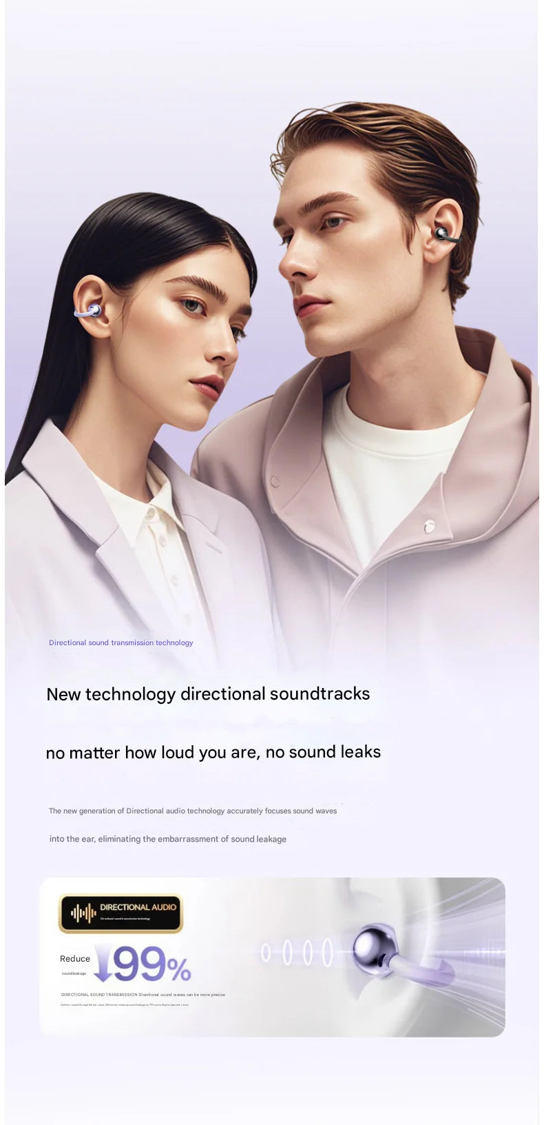 Original Sony Q88 Wireless Earphones Bone Conduction Headset Bluetooth 5.4 Earbuds Clip on Ear Comfortable with Digital Display