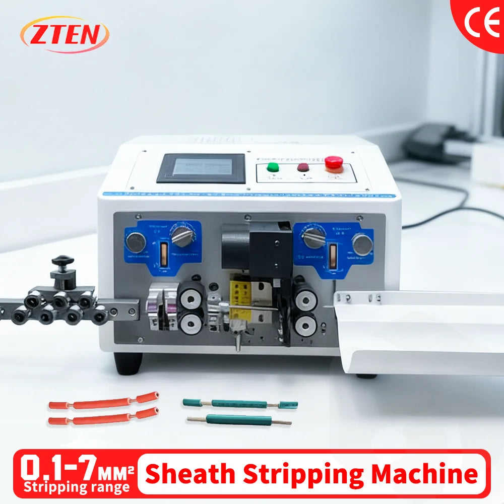 Computer Sheath Wire Cutting Stripping Peeling Machine AWG 0.1-7mm2 Automatic Wire Cutter Stripper 1-9999 mm Cutting Length