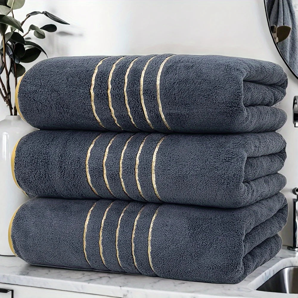 3pcs Ultra-Soft Coral Bath Towel Set Quick-Dry Luxury Spa Gym Towels Large Bath Sheets Lightweight Highly Absorbent