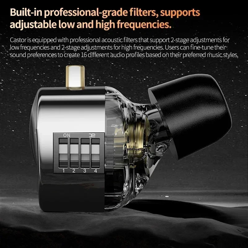 KZ Castor Wired Earbuds Improved Bass HiFi Earphone 2 Dynamic High-end Tunable Balanced Armature In-ear Headphone Music Headset