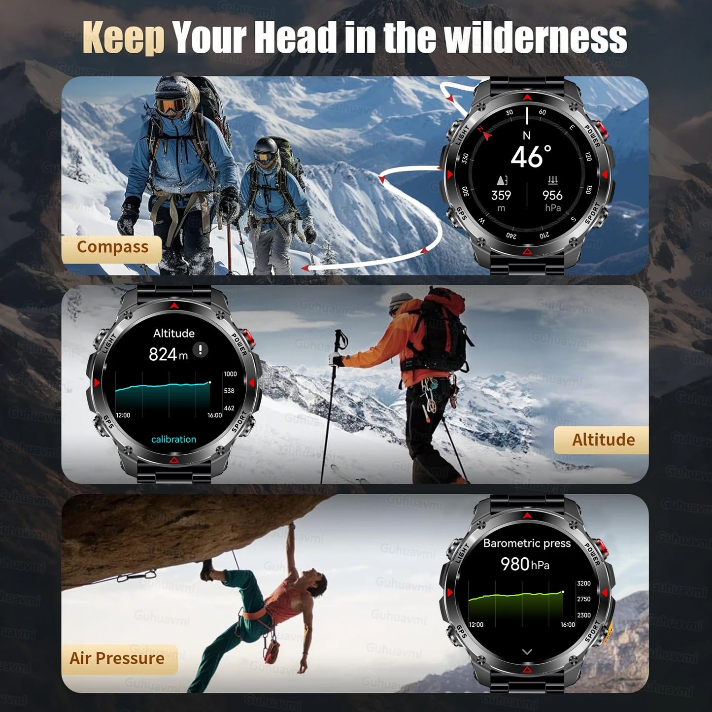 Forerunner 570 GPS Smart Watch 3ATM Waterproof  AMOLED Screen MULTI-BAND GNSS Compass Altimeter Flashlight Sports Smartwatch Men