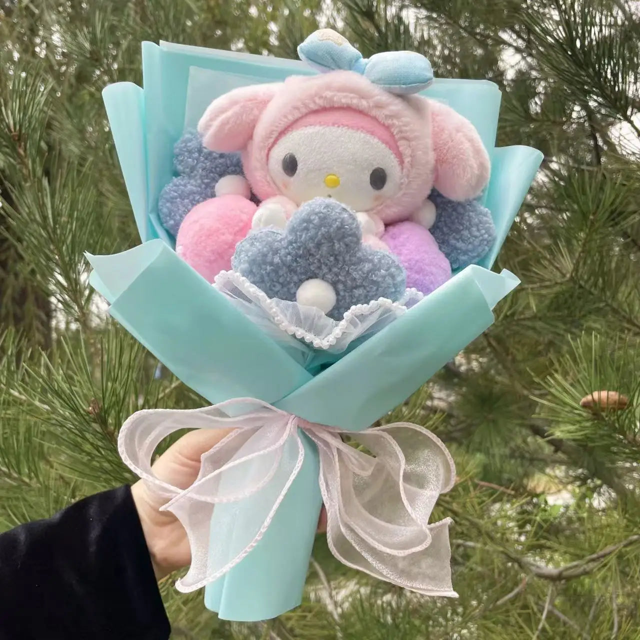 Cartoon My Melody Kuromi Cinnamoroll Kt Cat Plush Doll Creative Flower Bouquet Valentine Christmas Graduation Birthday Gift