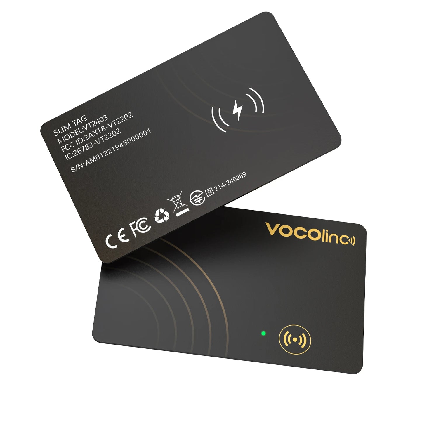 1/2Pcs VOCOlinc Wireless Charging Bluetooth Tracking Card,Global locator, Smart Tag, Item Finder, Use with Find My (IOS Only)