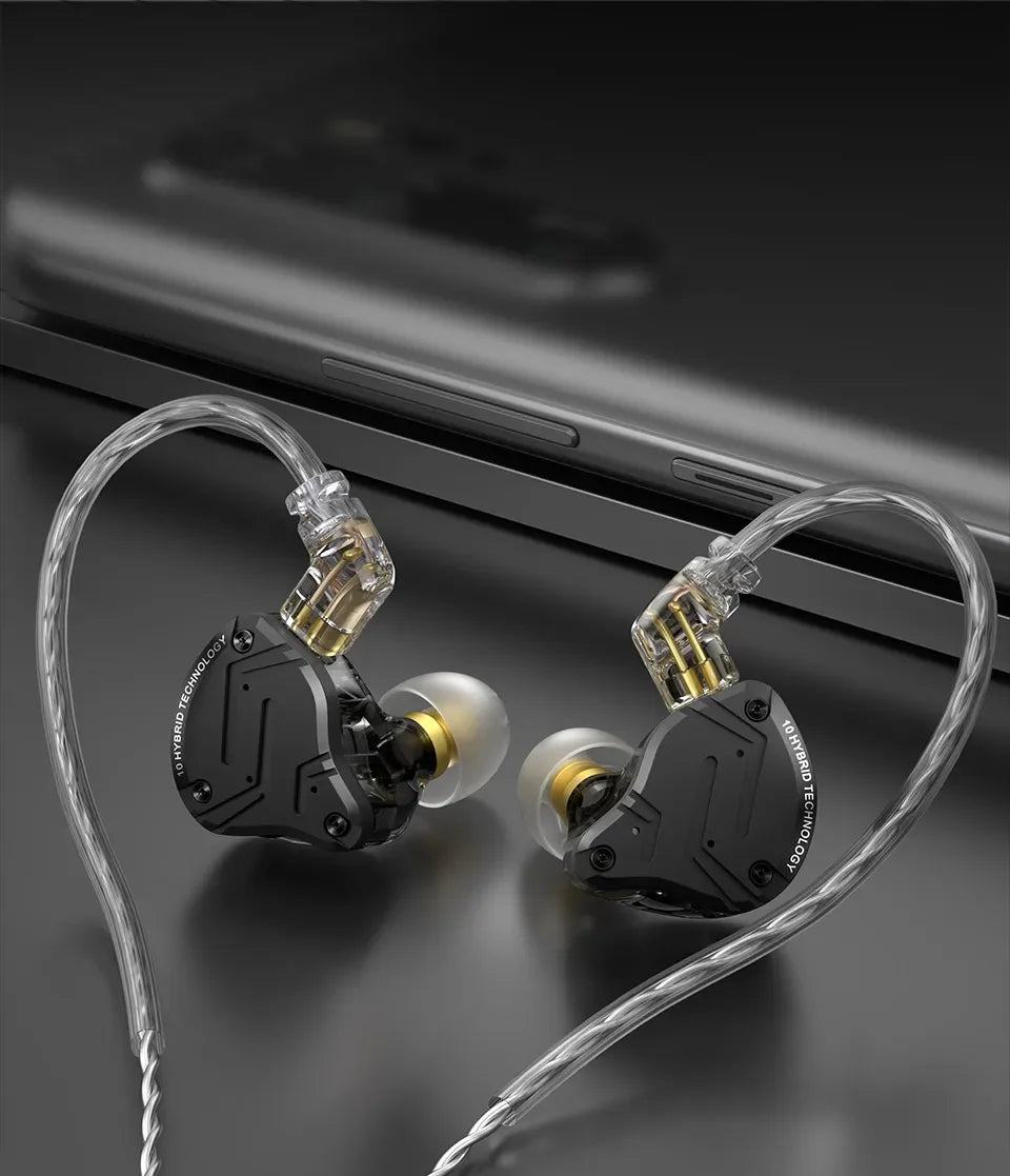 KZ ZS10 PRO X 1DD+4BA Metal Headset Hybrid drivers HIFI Bass Earbuds In-Ear Monitor Noise Cancelling Earphones ZS10PROX