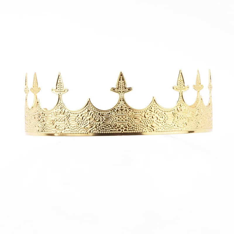 Royal Men's Round Crown Prince Crown Wedding Birthday Ball Party Halloween Decoration Bride Universal