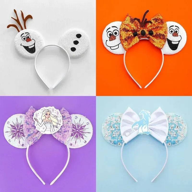 Disney Mickey Mouse Hairbands Frozen Ear Headband for Adults Anna Elsa Snowman Olaf Headwear Women Kids Girls Hair Accessories