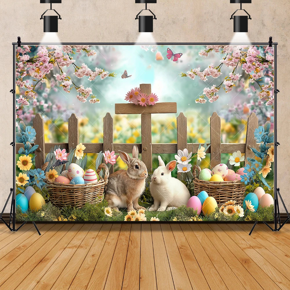 Easter Jesus Communion Cross Theme Banner Shooting Background Cloth, Children Birthday Decoration Photography Studio Background