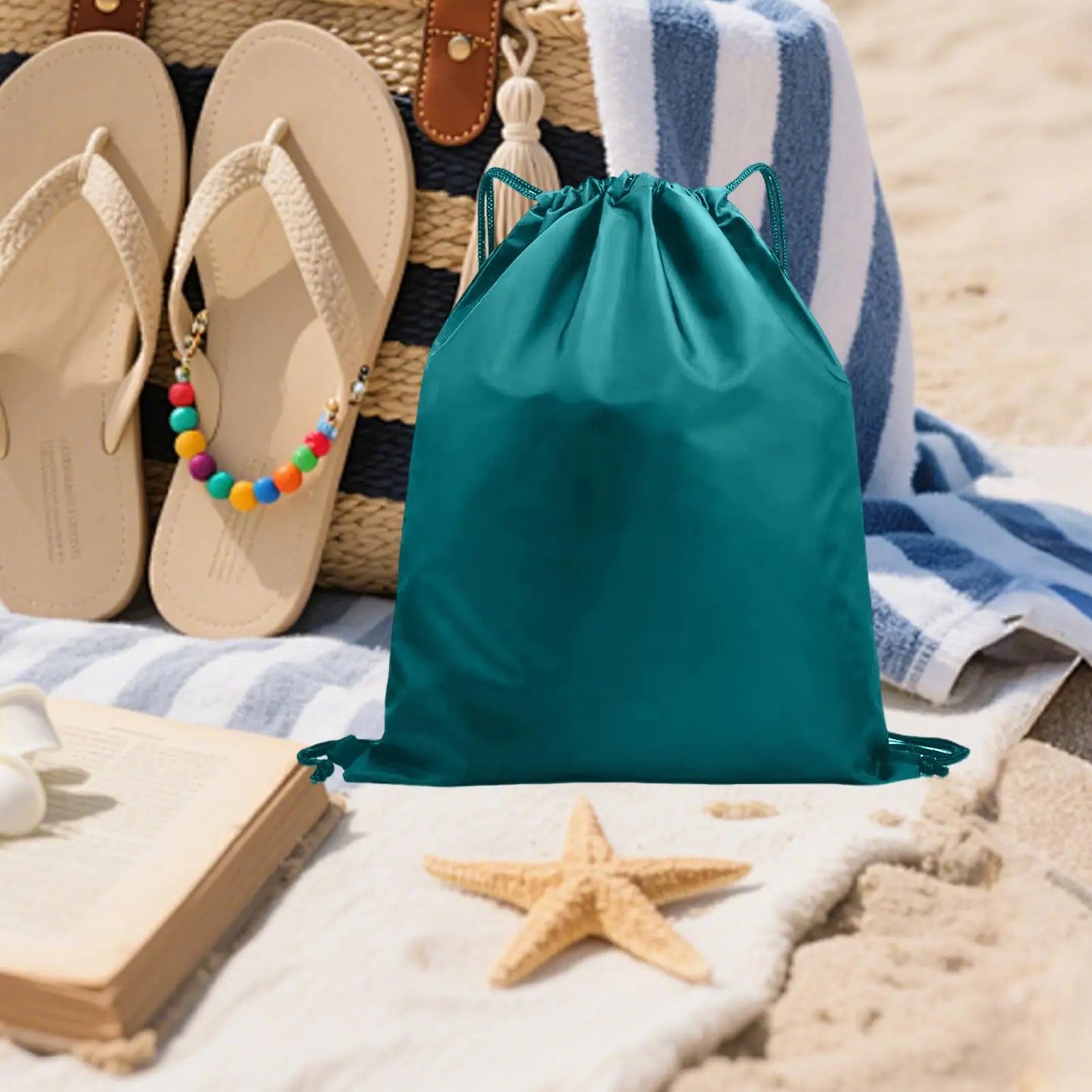 2 Pack Waterproof Drawstring Bags 30x20cm Reusable PE Pouch for Shoes Wet Clothes Outdoor Gym Swimming Travel Sports Storage Bag