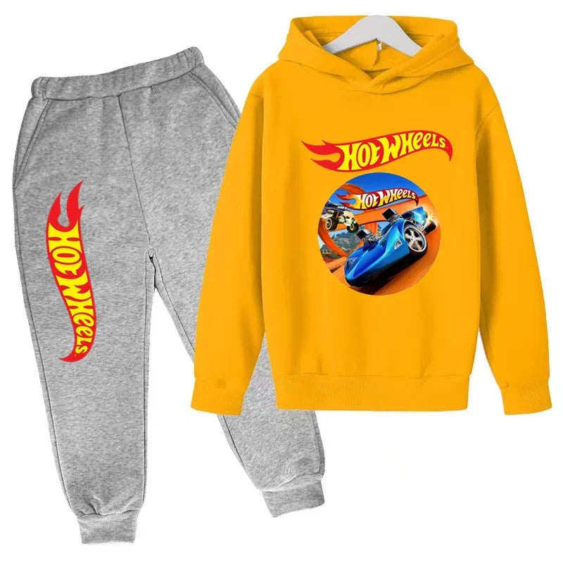 Kids Clothing Hot Wheels Car Game Printed Hoodie Coat 3-12 Yrs Boys Girls Toddler Top+pants Fashion Sweatshirt Casual Sportswear