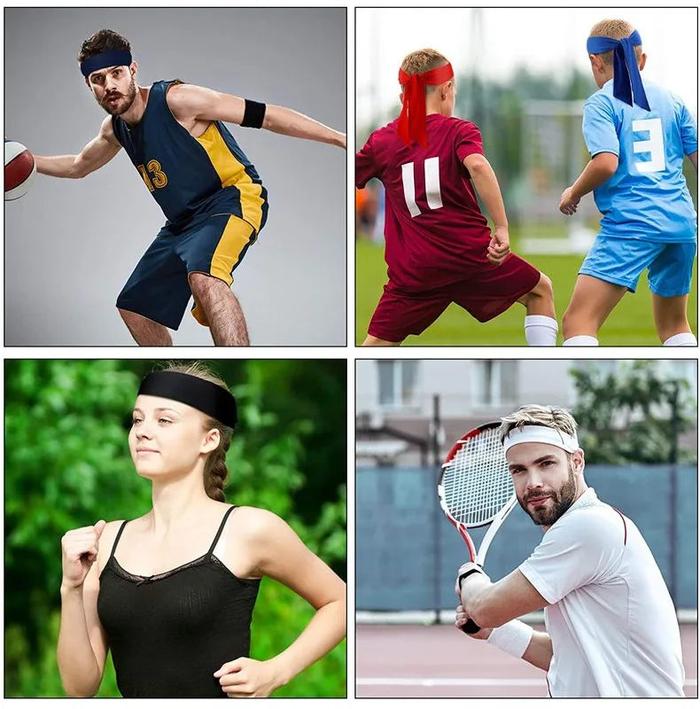 Elastic Sports Ribbon Pirate Sweatband for Tennis Unisex Men Women Teens Headband Gym Fitness Yoga Hair Bands Athletic Headwear