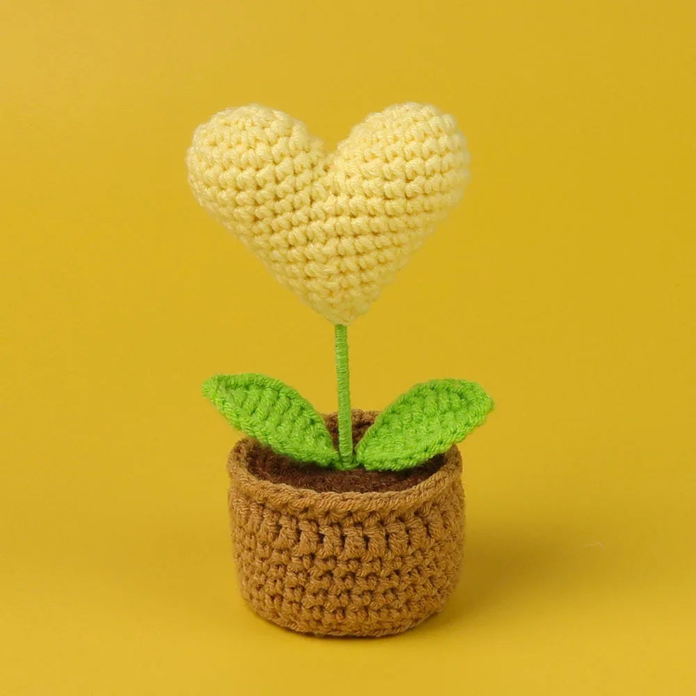 New Crochet SunFlowers Cute Knitting Flowers Potted Graduation Gift Handwoven Plant Car Table Home Decor Items