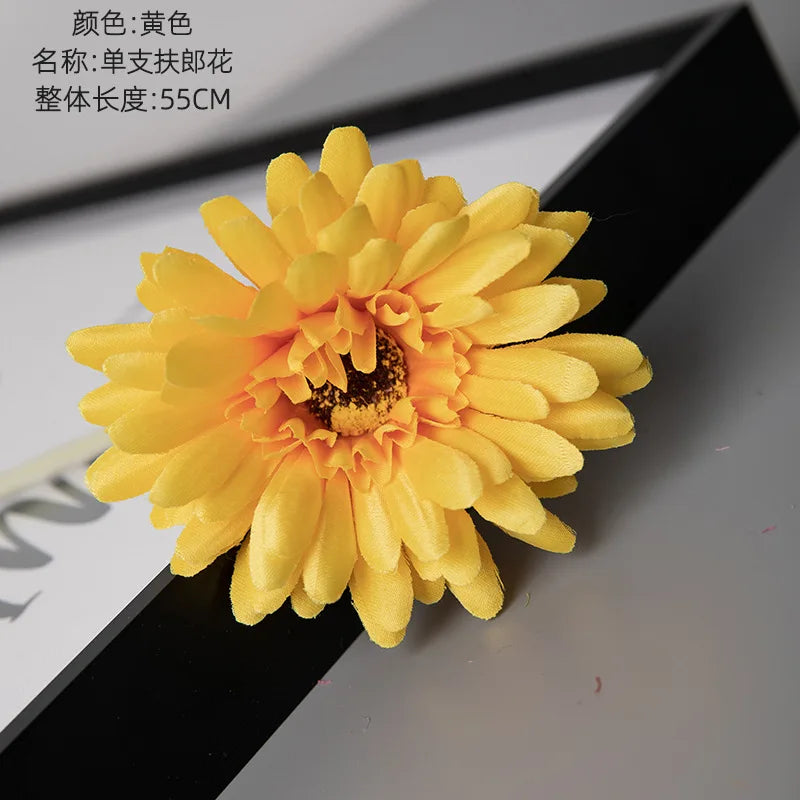 1piece 55cm Artificial Gerbera Flower Branch Wedding Garden Decoration Fake Silk Sunflower Party Home Decoration Accessories
