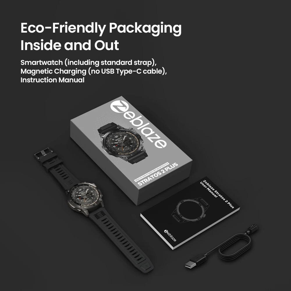 New Zeblaze Stratos 2 Plus GPS Smart Watch 1.43'' AMOLED Display Compass Barometric Altimeter Bluetooth Phone Calls Smartwatch