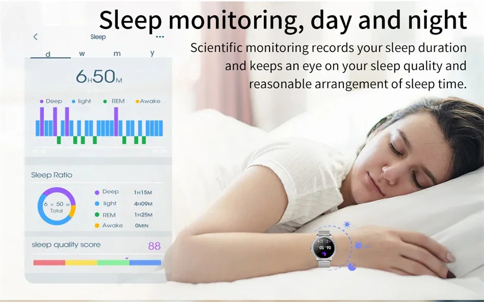 2025 New Fashion Women Smart Watch AMOLED HD Screen Sports Watch Health Heart Rate Voice Call Smart Watch For Android IOS