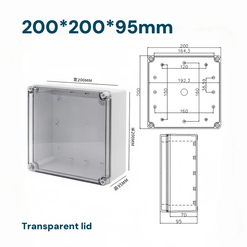 Transparent Waterproof Outdoor Enclosure Plastic Box Electronic Project Case Instrument Electrical Box IP68 Junction Box Housing