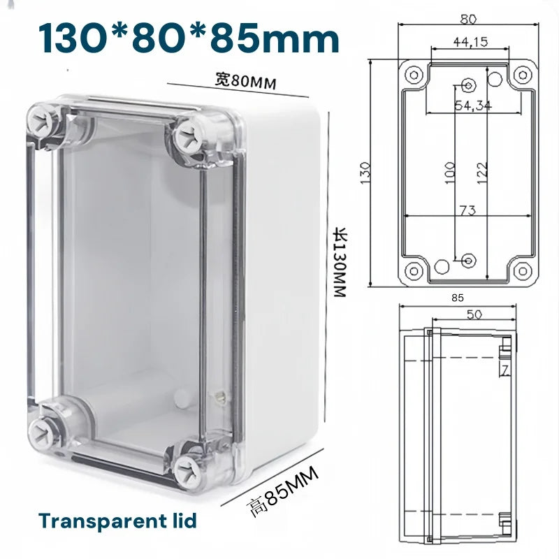 Transparent Waterproof Outdoor Enclosure Plastic Box Electronic Project Case Instrument Electrical Box IP68 Junction Box Housing