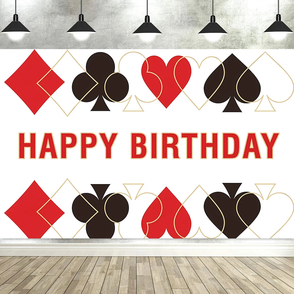 Las Vegas Casino Night Carnival Theme Banner Background Cloth, Poker Dice Birthday Party Decoration Photography Studio Backdrop