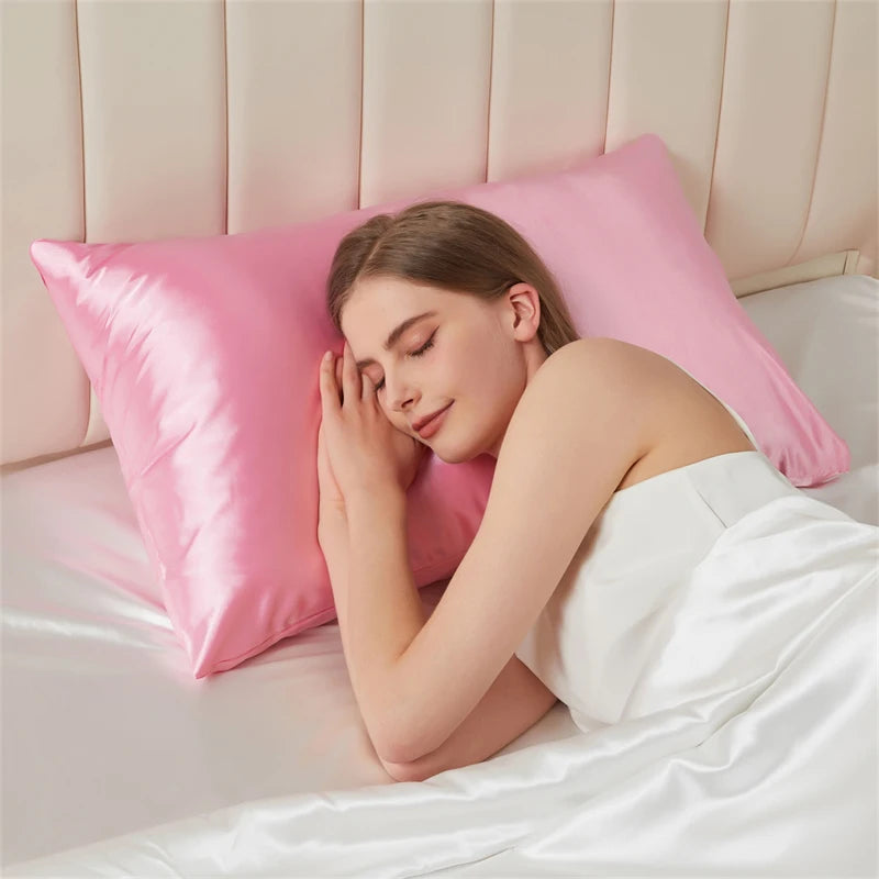 Solid Mulberry Silk Pillow Case Hair Skin Protect Pillowcase Luxury Sleeping Bedding Cushion Pillow Cover Standard Queen Size