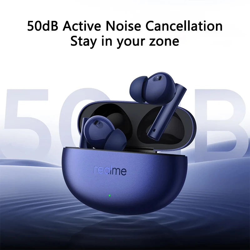 Global Version realme Buds Air 5 TWS Earphone 50dB Active Noise Cancellation Wireless Headphone 38Hour Battery Life Bluetooth5.3