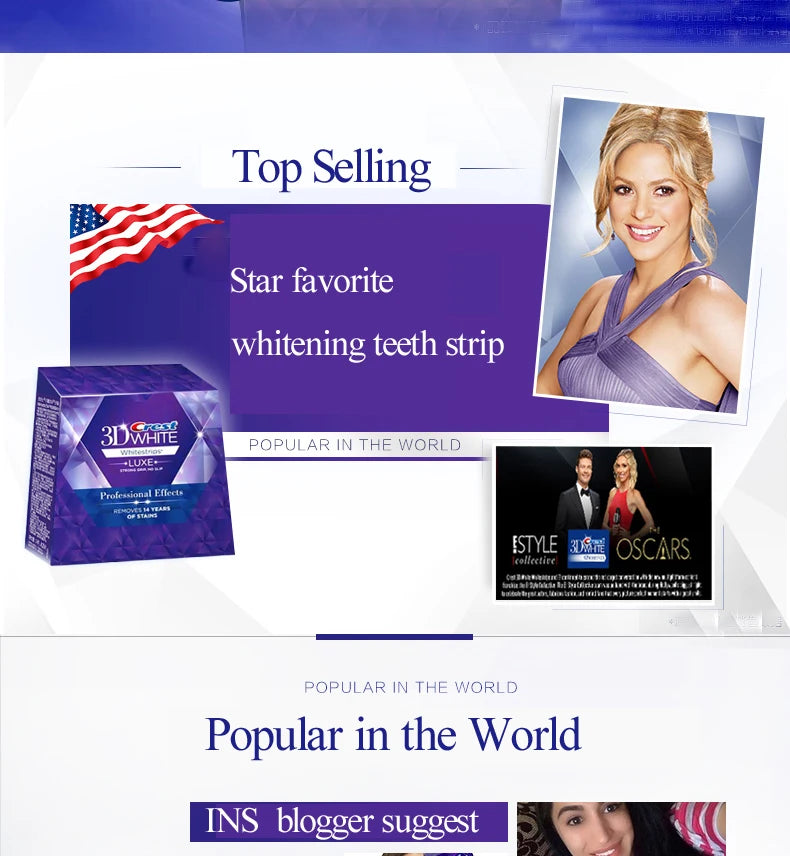 Crest 3D Whitestrips Dental Bleach Teeth Whitener Strips Glamorous White Crest Whitening Strips Teeth Whitening 5/7/14 Treatment