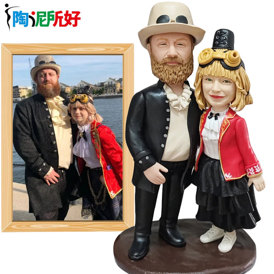 Custom Handmade Bobblehead Sculptures Figurines-Personalized 3d Clay Doll from Your Photo-Wedding Anniversary Gifts for Wife