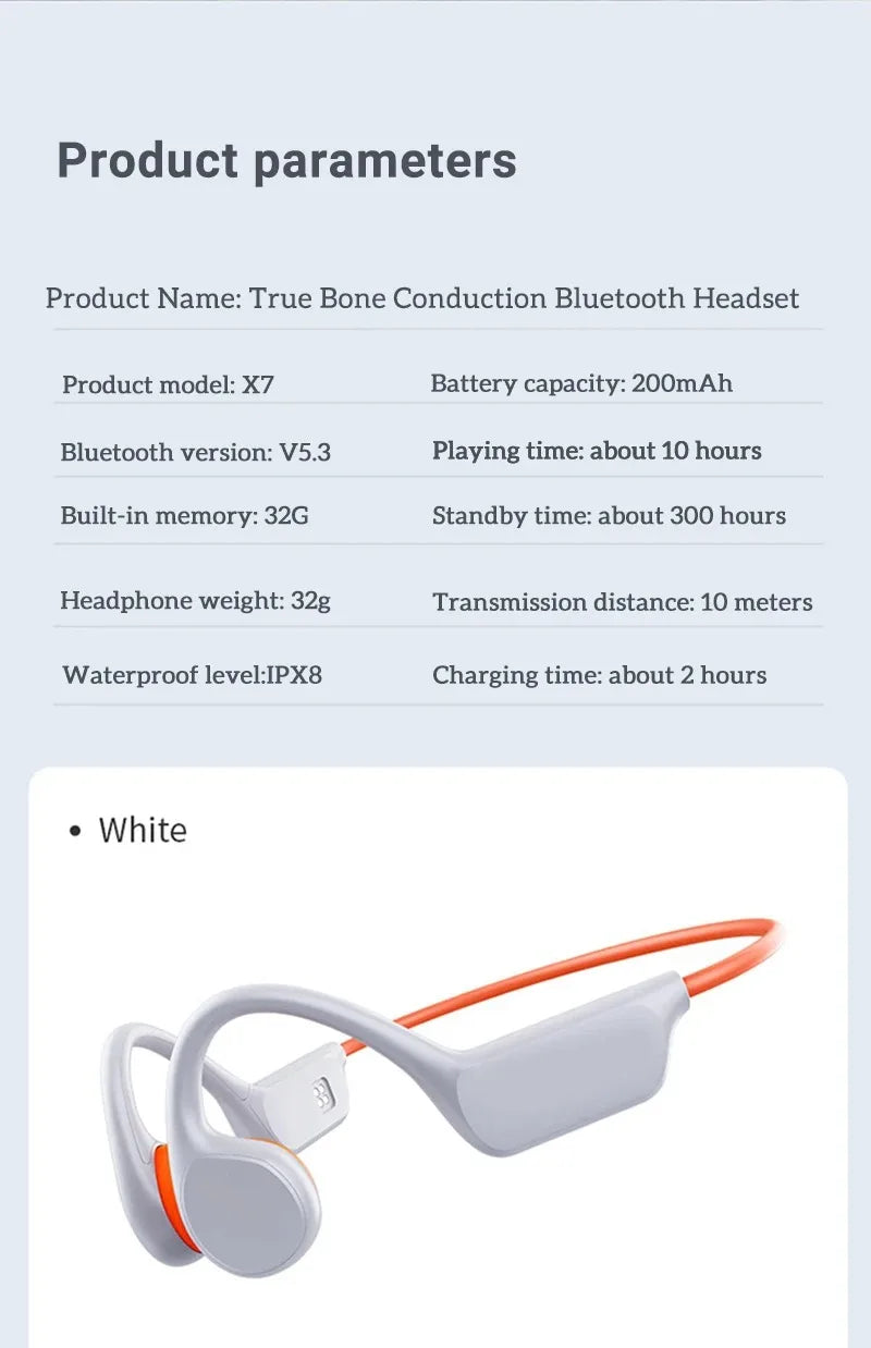 IPX8 Waterproof Swimming Diving Bone Conduction Headphone Bluetooth 5.3 Bass Wireless Headset MP3 (32G) Player fitness Earphone