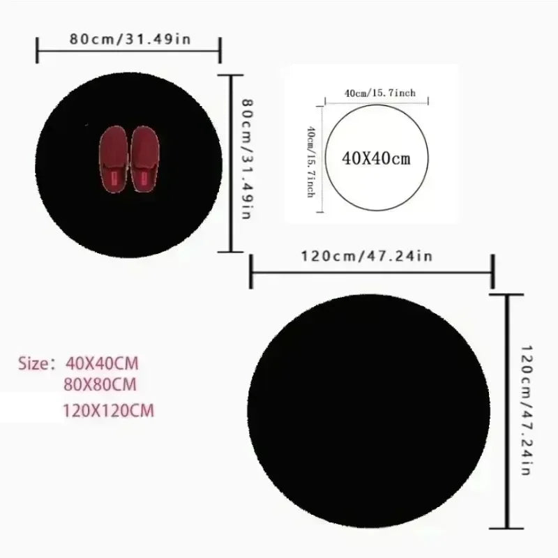 Vinyl Record Pattern Round Carpet Letter Print Home Decor Floor Mat Modern Music Theme Non-Slip Rug for Living Room Music Room