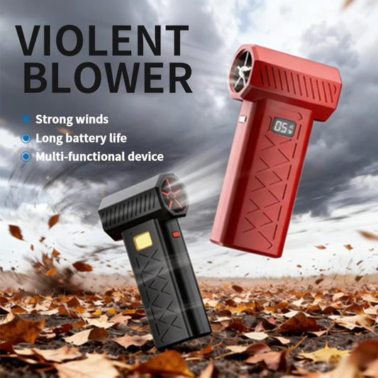 Portable Violent Fan 130000 RPM Mini Turbo Jet Fan with LED Display and Emergency Lighting Handheld 6 Speeds Brushless Blower