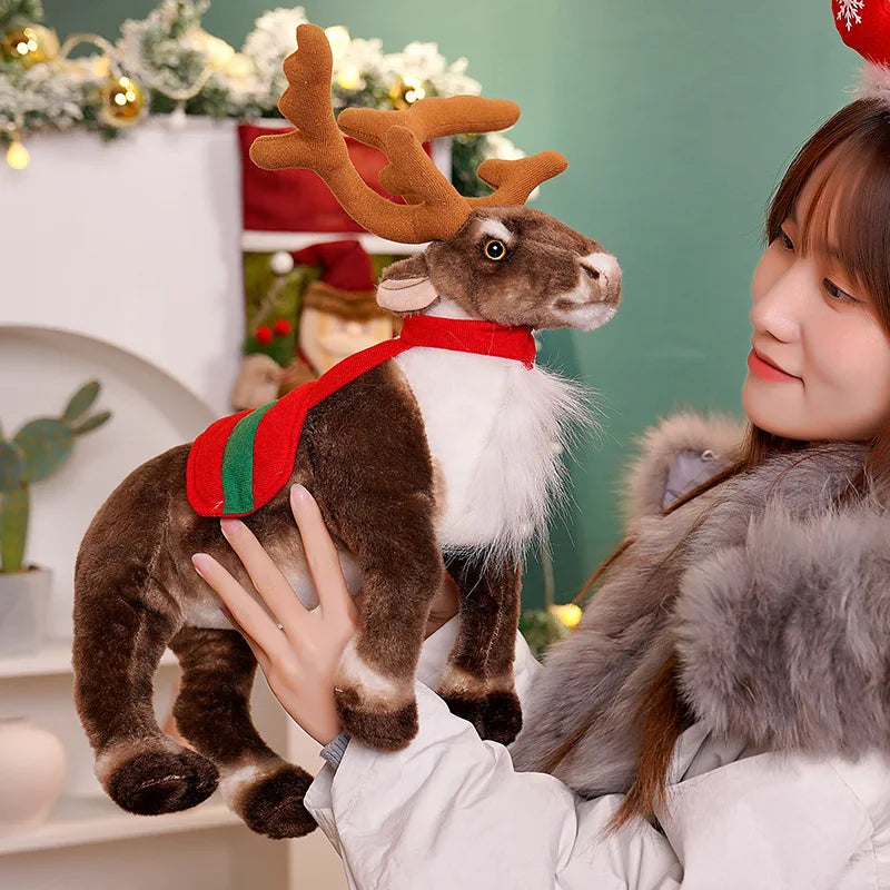 Simulation Reindeer Plush Toy Christmas Deer Plushies Doll Xmas Elk Soft Toys Merry Christmas New Year Decor Best Gifts for Kids