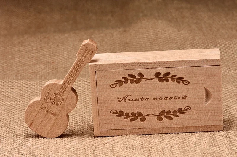 JASTER USB 3.0 Flash Drives Wooden Guitar 128GB Free Custom Logo Pen Drive 64GB with Box Memory Stick Music Business Gift U disk