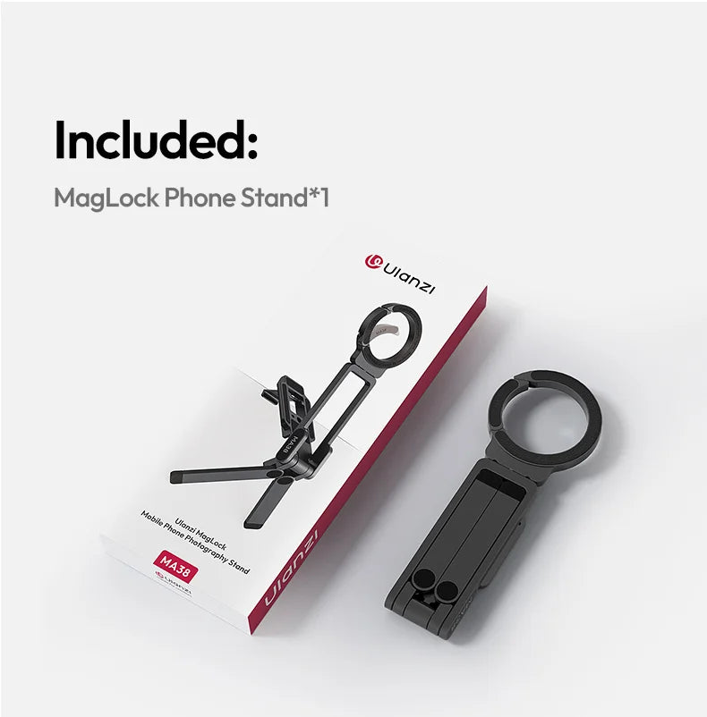 Ulanzi MA38 MagLock Phone Stand Magnetic Phone Stand for iPhone 16 15 14 13 with Hidden Hook for Slopes Walls