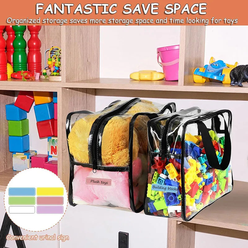 Waterproof Zippered Toy Storage Bag, Transparent PVC Travel Pouch for Sand Beach Puzzles, Cosmetic Toiletry Organizer