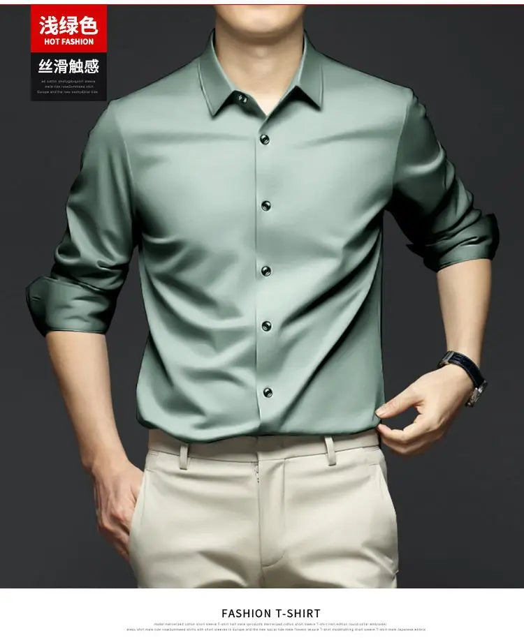 Men's White Shirt Long Sleeve Non iron Business Dress Slim Fit Korean Version Professional Work White Casual Men's Suit Shirt