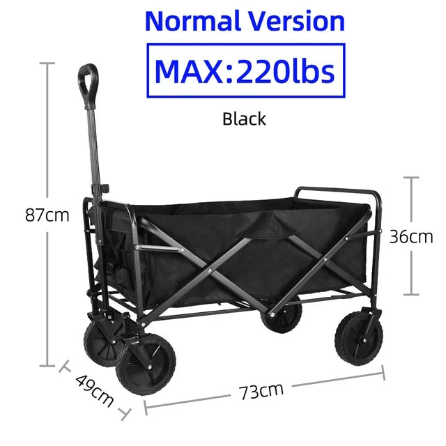Collapsible Folding Utility Beach Wagon Cart Heavy Duty Large Capacity Fold Wagon Outdoor Trolley Portable Camping Cart Table