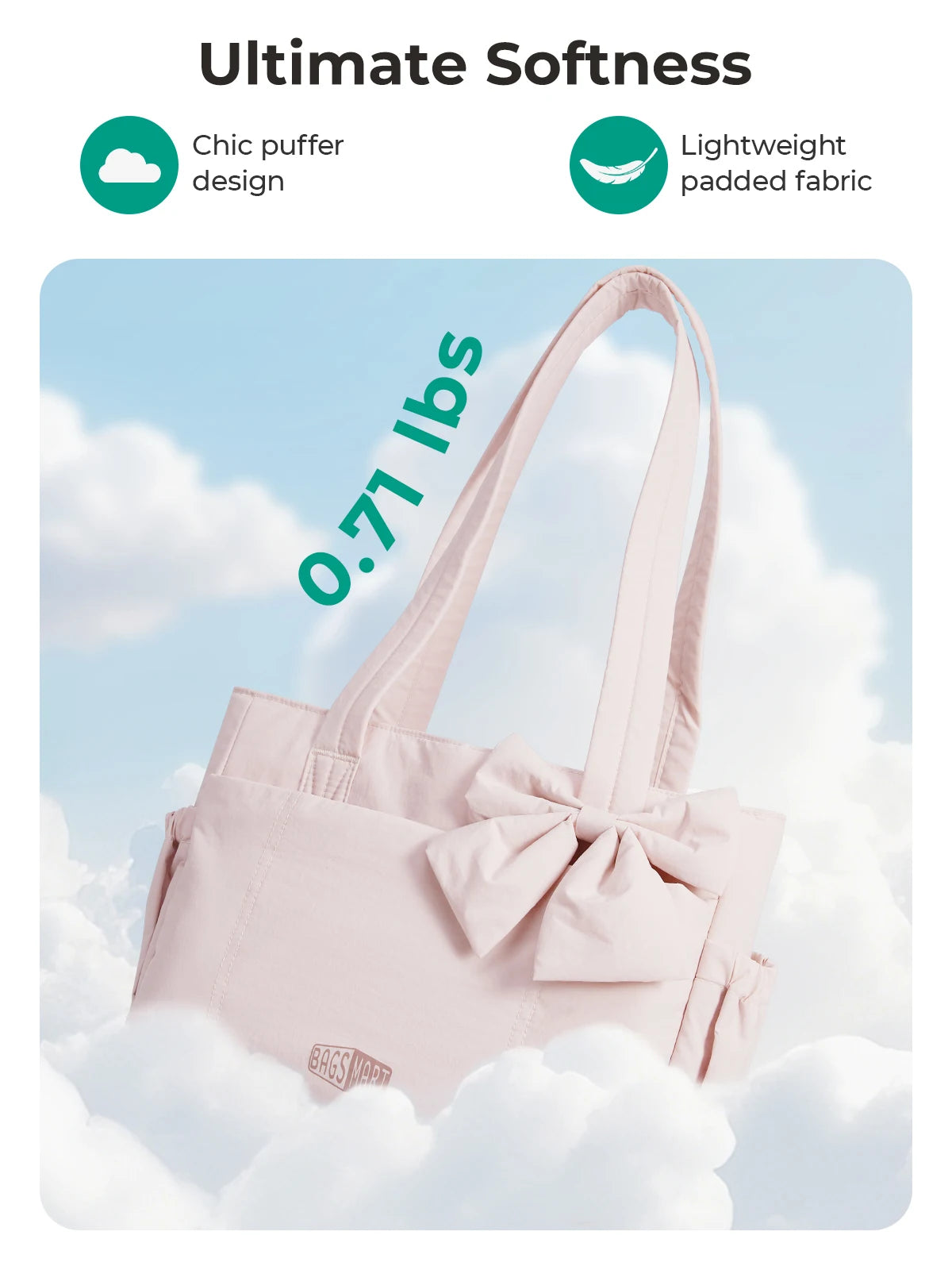 BAGSMART Tote Bag University Padded Shoulder Bag for Women Large Capacity Travel Handbag Daily Commute Women's Bag