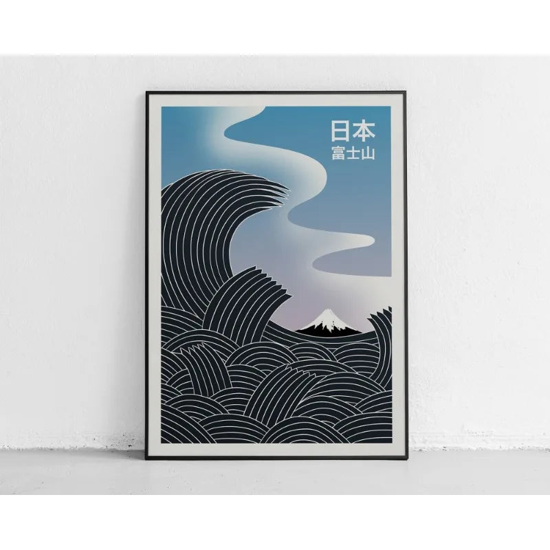 Japanese Contemporary Tokyo Artworks Poster Big Sunrise Waves Mount Fuji Monster Canvas Painting Wall Art Living Room Home Decor
