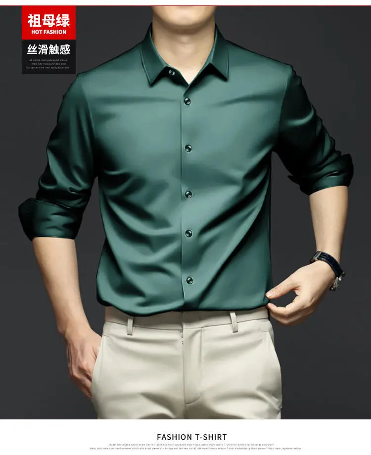 Men's White Shirt Long Sleeve Non iron Business Dress Slim Fit Korean Version Professional Work White Casual Men's Suit Shirt