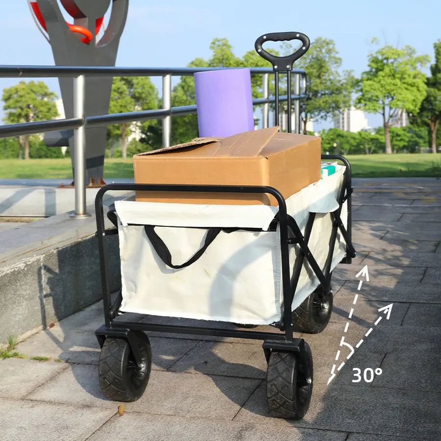 Collapsible Folding Utility Beach Wagon Cart Heavy Duty Large Capacity Fold Wagon Outdoor Trolley Portable Camping Cart Table