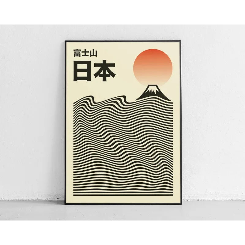 Japanese Contemporary Tokyo Artworks Poster Big Sunrise Waves Mount Fuji Monster Canvas Painting Wall Art Living Room Home Decor