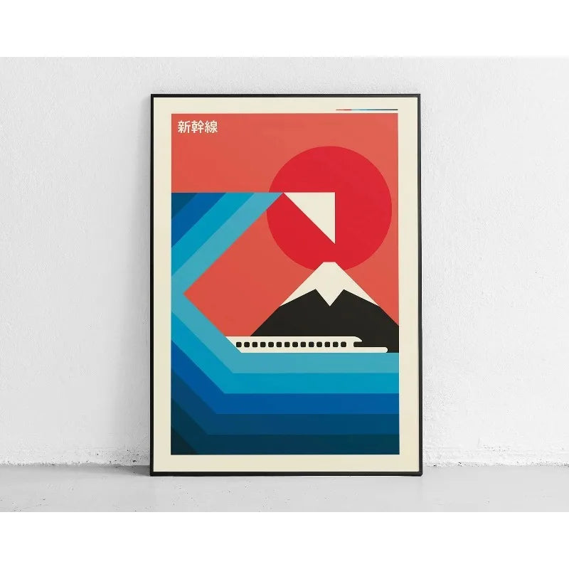 Japanese Contemporary Tokyo Artworks Poster Big Sunrise Waves Mount Fuji Monster Canvas Painting Wall Art Living Room Home Decor