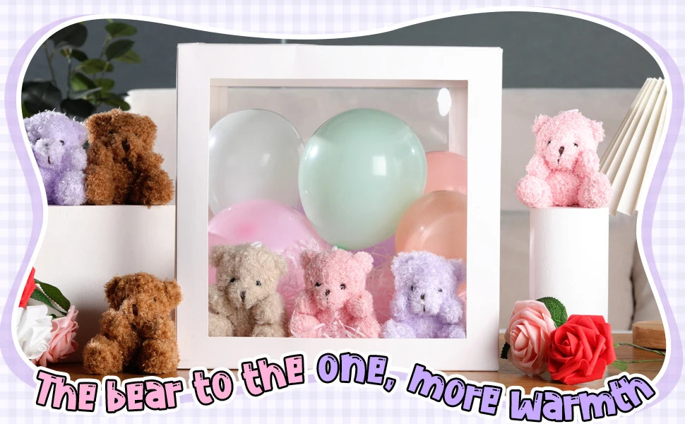 12-48Pcs Mini Plush Bears 4 Inch Small Bear Stuffed Animal Toys Tiny Fuzzy Bear Soft Bear Stuffed Doll for Birthday Party Favors