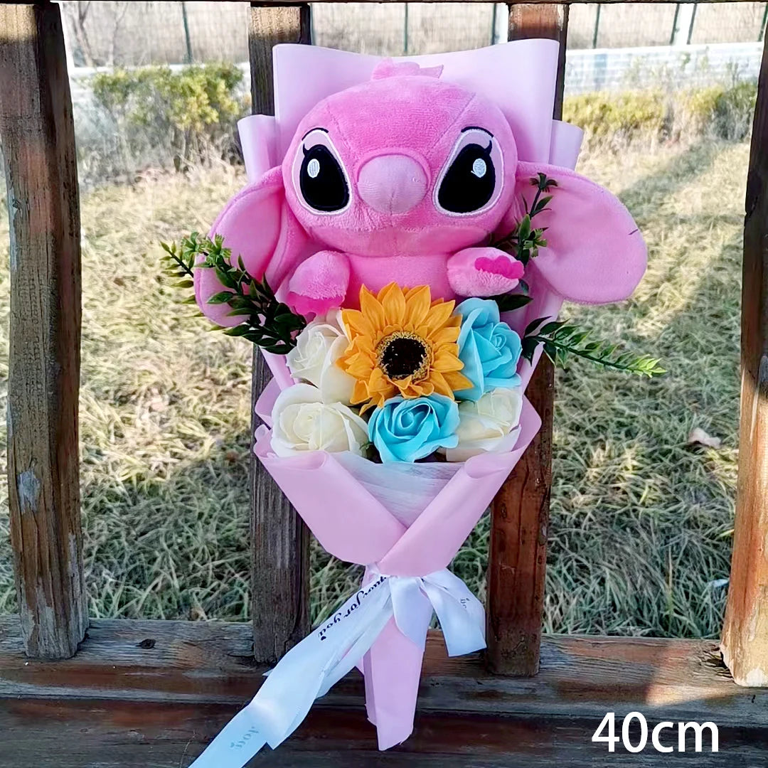 Lilo & Stitch Bouquet Major Holiday Gift PVC Rose Sunflower Anime Stuffed Doll Birthday Girl Valentine'S Christmas Day Girl Gift