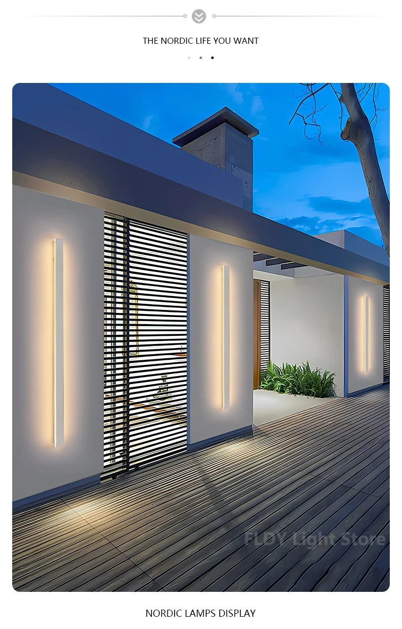 Wall Lamps Line Minimalist  Light Long Strip  Outdoor Waterproof Garden Decoration Villa Background Wall Garden Lights
