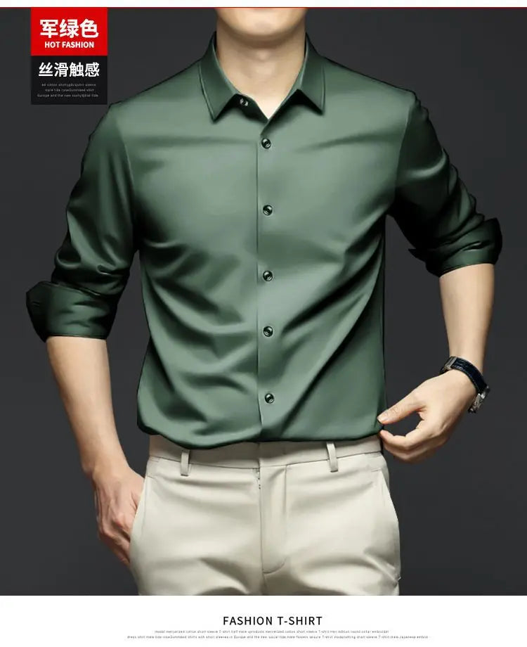 Men's White Shirt Long Sleeve Non iron Business Dress Slim Fit Korean Version Professional Work White Casual Men's Suit Shirt
