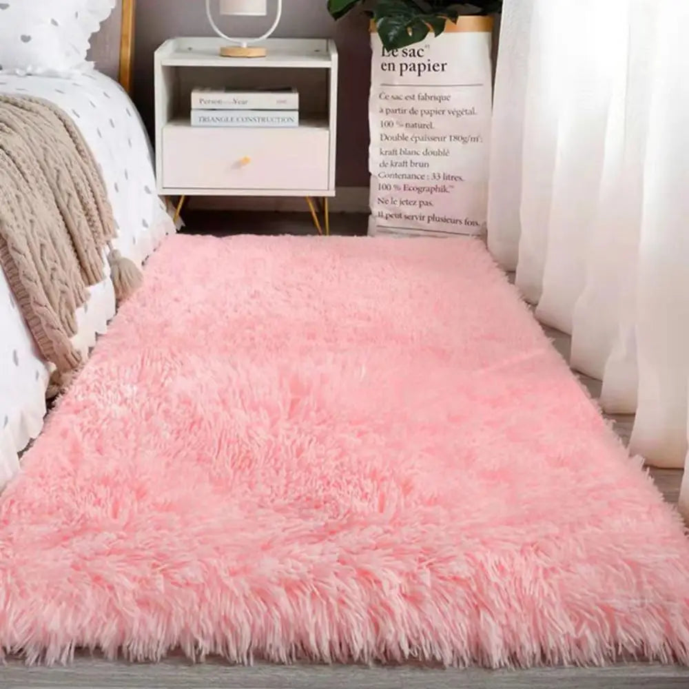 VIKAMA Silk and Wool Carpet, Solid Color, Simple Style, Suitable for Home Bedrooms, Bedside Rug, Dirt-resistant and Warm.