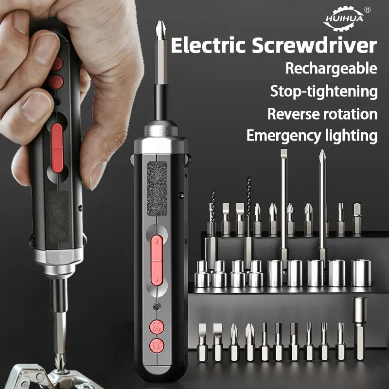 Precision Electric Screwdriver Set 4.2V 15Nm 300rmin Home Rechargeable Mini Multifunctional Repair Tool w LED Light Lightweight